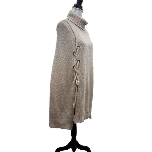 Betsey Johnson Sleeveless Knit Turtleneck Sweater Tunic Beige Women’s Size Large - Picture 1 of 15